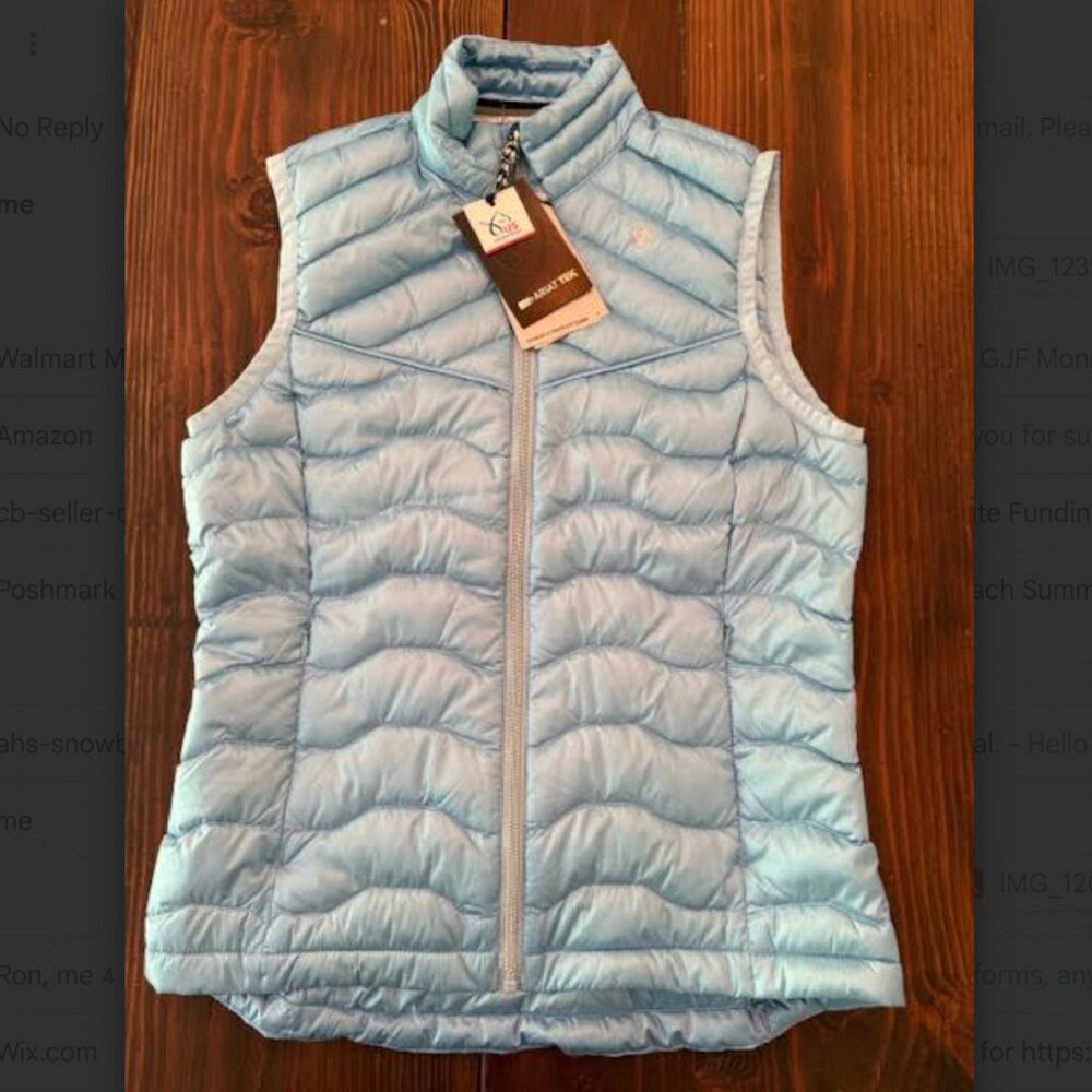 Ariat NWT Women's Tek Ideal Down Vest Light Baby Blue Cote D'azur Size X Small
